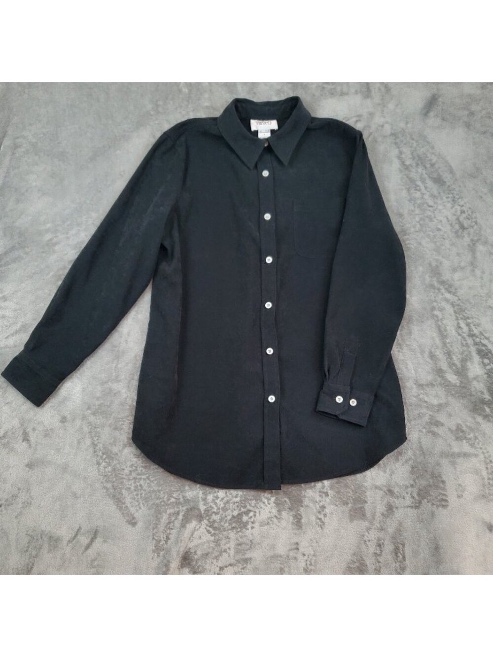 Vintage Mainstreet Blues Long Sleeve Button Up Faux Suede Black Shirt Mens M